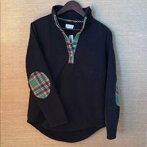 NWT Top it Off Black Quilted Pullover with Plaid Accents